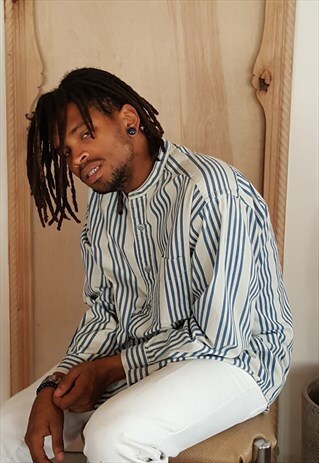 90S MINIMALIST CLASSIC LUXURY VERTICAL STRIPE SHIRT SMALL