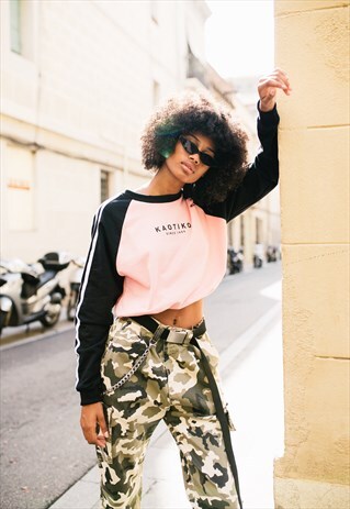 BASIC SWEATSHIRT "NICE" PINK / BLACK