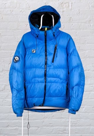 VINTAGE FILA PUFFER JACKET BLUE SMALL