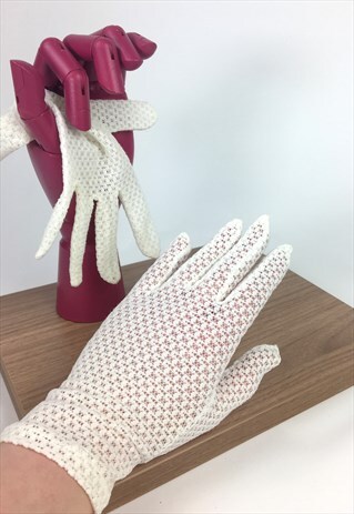 50'S VINTAGE SHORT SOFT NET GLOVES - BOX NET IN WHITE/IVORY