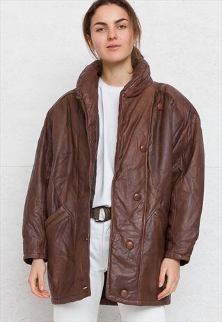 VINTAGE BROWN LEATHER JACKET COAT