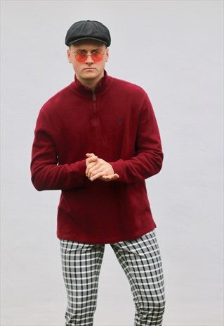 RALPH LAUREN 1/4 ZIP WINE RED SWEATSHIRT