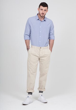 PLEATED WIDE LEG TROUSERS IN STONE