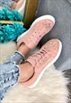 PINK FAUX SUEDE SEQUIN TRAINERS