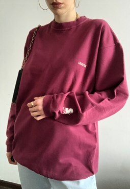 Vintage unisex embroidered crewneck sweatshirt in purple