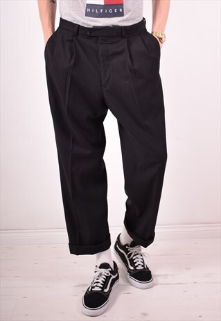 RALPH LAUREN MENS VINTAGE TROUSERS W34 L30 BLACK 90S