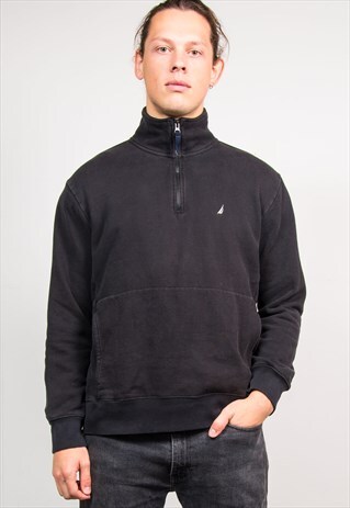 NAUTICA VINTAGE 90'S BLACK QUARTER ZIP SWEATSHIRT