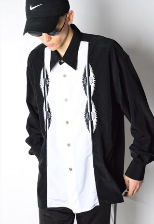 VINTAGE 90S BLACK EMBROIDERED LONG SLEEVE SHIRT
