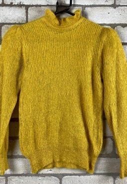 Yellow Mohair Knit Sweater Women's Small