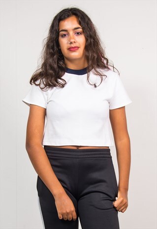 VINTAGE 90'S RALPH LAUREN WHITE CROPPED REWORK T-SHIRT