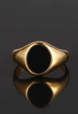 Mens Ring Black Onyx Signet Gold Ring, Onyx Ring Silver Ring