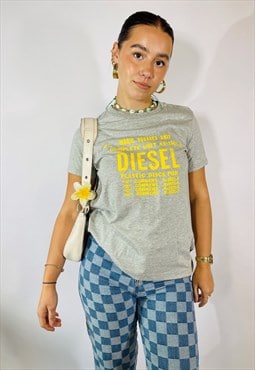 Vintage 00s Y2K Diesel Grey Graphic T Shirt