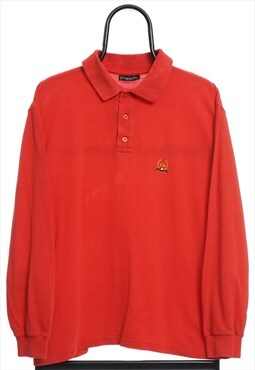 Vintage Christian Dior Red Long Sleeve Polo Shirt