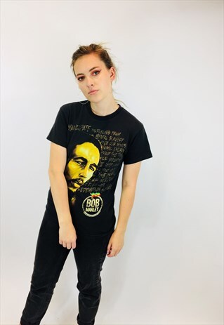 VINTAGE BOB MARLEY HIPPY BOHO GRAPHIC PRINT T SHIRT