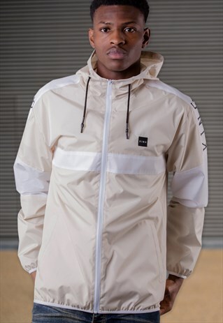 LEYTON WINDBREAKER SHELL JACKET CREAM AND WHITE