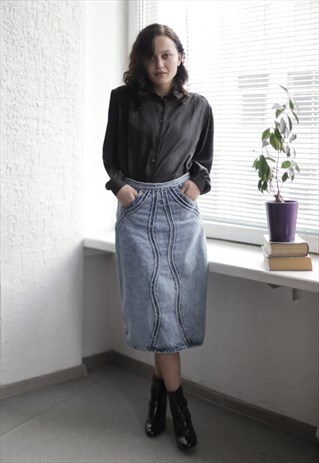 VINTAGE 90'S LIGHT BLUE DENIM SKIRT