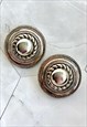90S SILVER ROUND EARRINGS STATEMENT VINTAGE JEWELLERY 