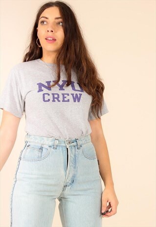 VINTAGE 90S CHAMPION T-SHIRT WITH NYU GRAPHIC PRINT