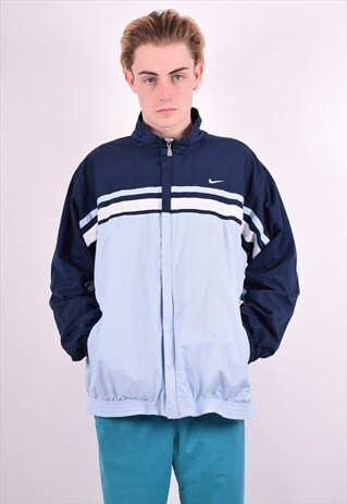 NIKE MENS VINTAGE TRACKSUIT TOP JACKET XL BLUE 90'S