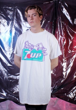VINTAGE WHITE 7-UP RETRO TEE