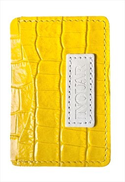 Yellow Croc Real Leather Card Holder Wallet Purse