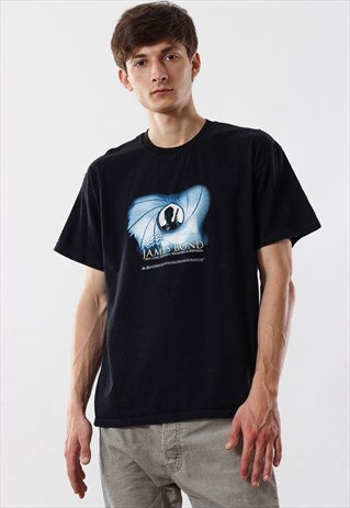 VINTAGE JAMES BOND MOVIE GRAPHIC TEE BLACK T SHIRT