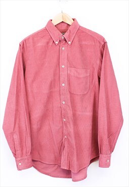 Vintage Corduroy Shirt Pink Long Sleeve With Chest Pocket