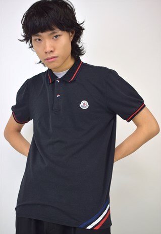 VINTAGE 90S MONCLER BLACK POLO SHIRT