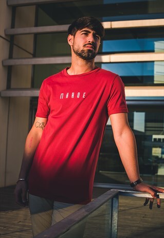 BURGUNDY MAHOE FLOCKED T-SHIRT