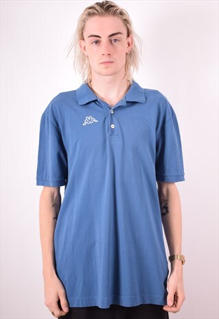KAPPA MENS VINTAGE POLO SHIRT LARGE BLUE 90S