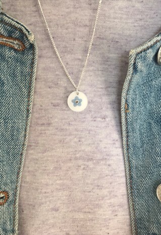 FORGET ME NOT NECKLACE, FLOWER NECKLACE, REAL FLOWER, SPRING
