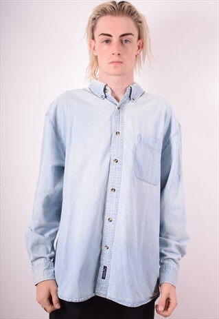 MENS VINTAGE DENIM SHIRT XL BLUE 90S