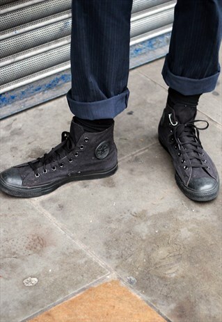 CONVERSE ALL STAR HI BLACK MONO CANVAS TRAINERS