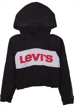 Vintage 90's Levi's Hoodie Crop Spellout Black Small