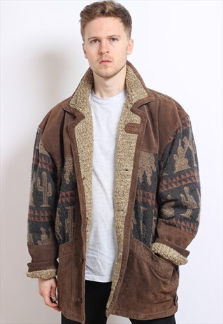VINTAGE AZTEC FLEECE LINED JACKET