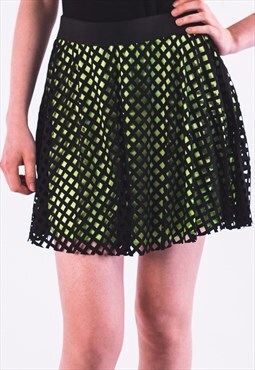 Mesh Summer Mini Skirt in Green/Black