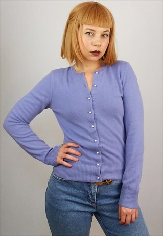 UNITED COLORS OF BENETTON PEARL BUTTONS CARDIGAN IN LAVENDER