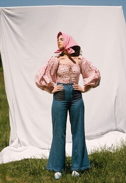 The 70s Flares in Mid Wash Blue Denim