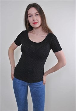 Retro women black minimalist tshirt 