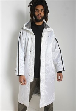 Vintage Nike 90's Long Line Fleece Lined Coat Jacket - White
