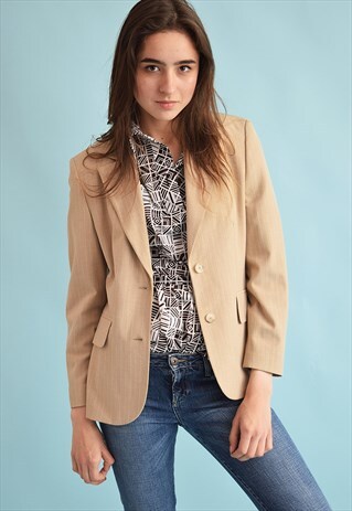90'S RETRO CLASSIC CUT NEUTRAL STRIPED JACKET BLAZER