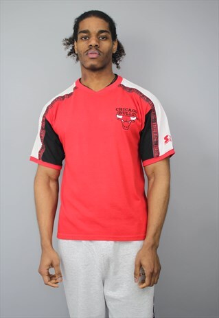 VINTAGE STARTER RED CHICAGO BULLS CREW NECK T-SHIRT