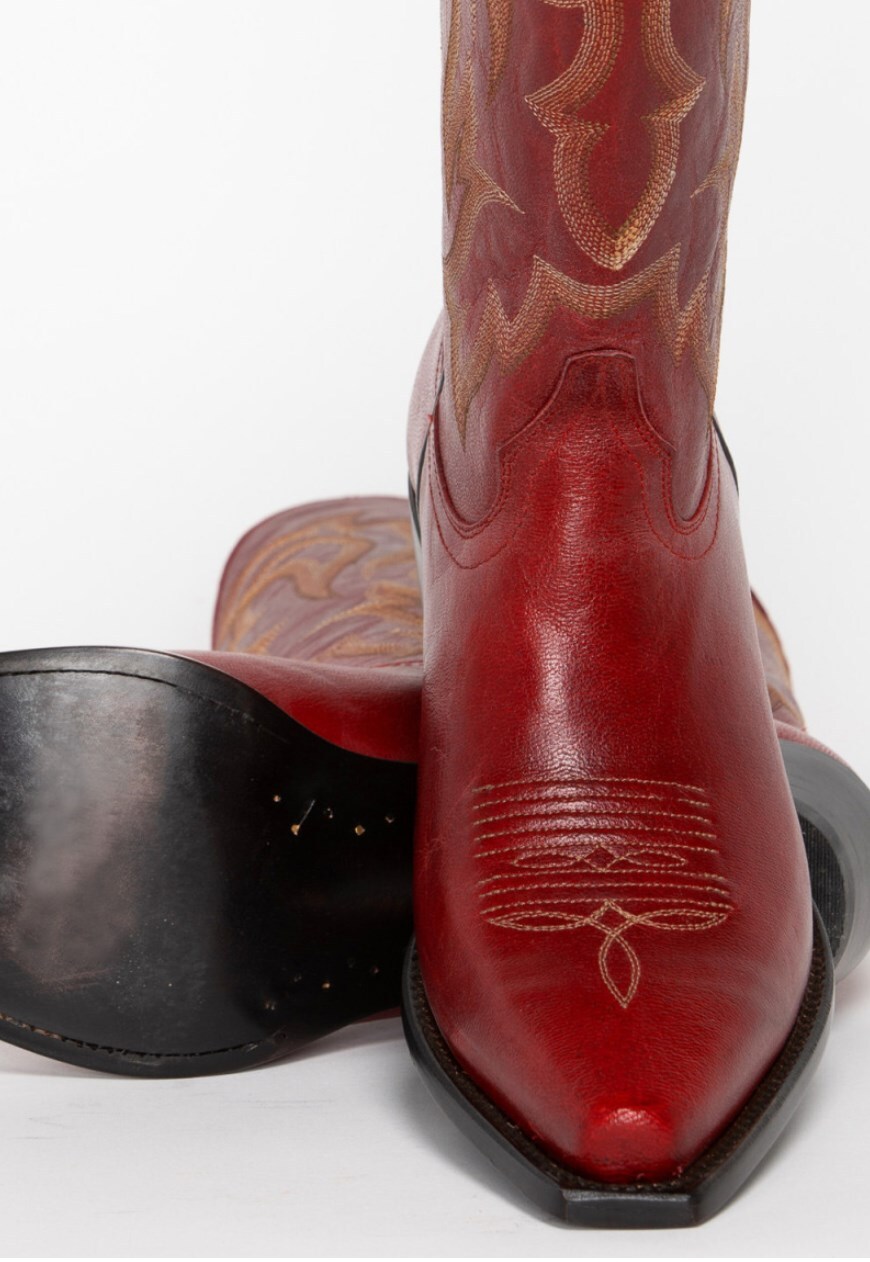 Red leather clearance cowboy boots