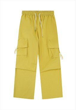 Cargo pocket joggers utility pants skater trousers in yellow