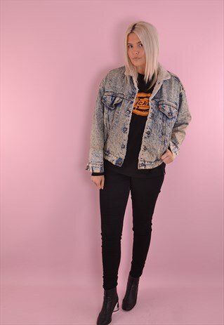 LEVI'S ACID WASH SHERPA DENIM JACKET GDF970
