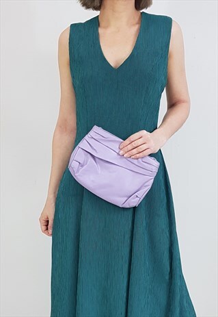 VINTAGE 80'S SMALL LILAC FAUX LEATHER HANDBAG PURSE