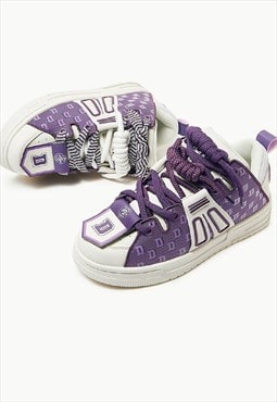 Chunky sneakers edgy platform trainers retro shoes in purple