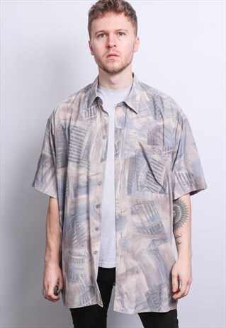 VINTAGE ABSTRACT PATTERNED SHIRT 90'S