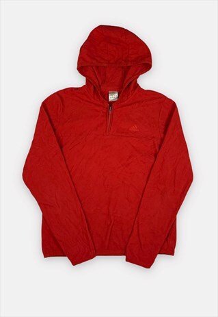 Vintage Adidas embroidered red fleece hoodie womans size M