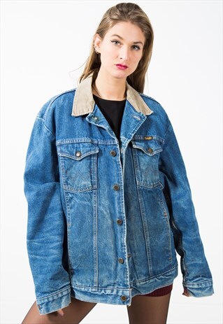 VINTAGE 80S ORIGINAL WRANGLER LINED DENIM JACKET / S2208